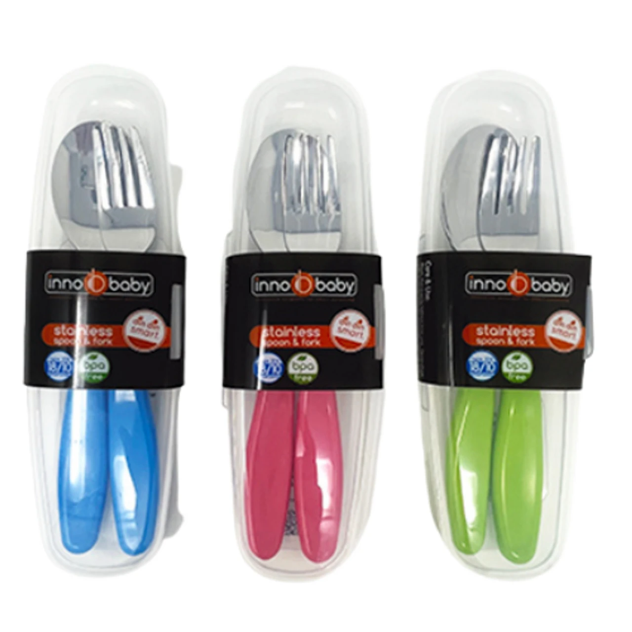 Innobaby Din Din SMART EZ Grip Spoon & Fork Set With Case 4 Innobaby Din Din SMART EZ Grip Spoon & Fork Set With Case - Image 4