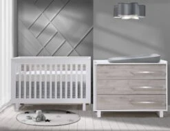 Tulip Urban Collection Convertible Crib And 3 Drawer Dresser XL 2-Piece Set 7 Tulip Urban Collection Convertible Crib And 3 Drawer Dresser XL 2-Piece Set -Megababies USA Urban Collection 01 White and Ash Room shot 01 Crib min