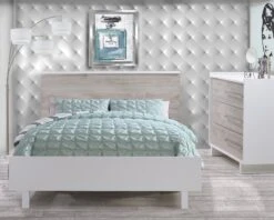 Tulip Urban Double Bed Conversion Rails And Low Profile Footboard 54" -Megababies USA Urban Collection 01 White and Ash Room shot 02 Bed min