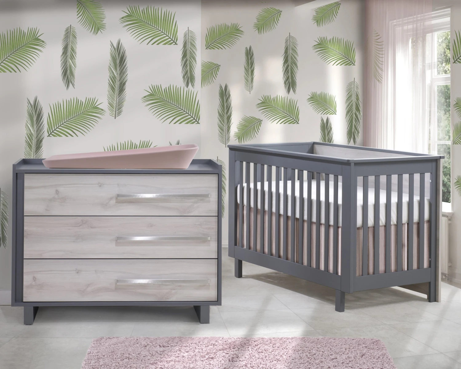 Tulip Urban Collection Convertible Crib And 3 Drawer Dresser XL 2-Piece Set 2 Tulip Urban Collection Convertible Crib And 3 Drawer Dresser XL 2-Piece Set - Image 2