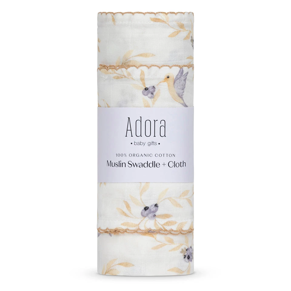 Adora Organic Cotton Muslin Swaddle + Cloth Set 1 Adora Organic Cotton Muslin Swaddle + Cloth Set