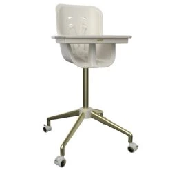 Melo Revel+ Highchair -Megababies USA WhiteBrushedBrassLAngle