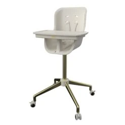 Melo Revel+ Highchair -Megababies USA WhiteBrushedBrassRAngle