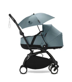 Stokke YOYO Parasol -Megababies USA YOYO3 NewbornShell Aqua BlackFrame Profile Parasol 0196