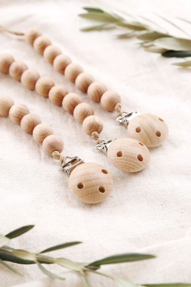 The Frenchie Knot Wood Beaded Pacifier Clip 2 The Frenchie Knot Wood Beaded Pacifier Clip - Image 2