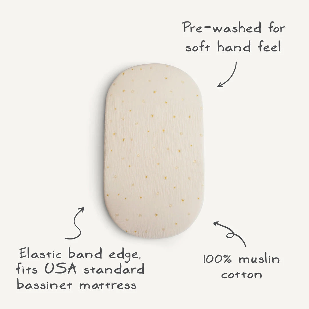 Mushie Extra Soft Muslin Bassinet Sheet 4 Mushie Extra Soft Muslin Bassinet Sheet - Image 4