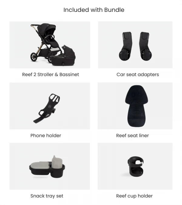 Silver Cross Reef 2 Stroller + Accessory Bundle + Folding Bassinet 2 Silver Cross Reef 2 Stroller + Accessory Bundle + Folding Bassinet - Image 2