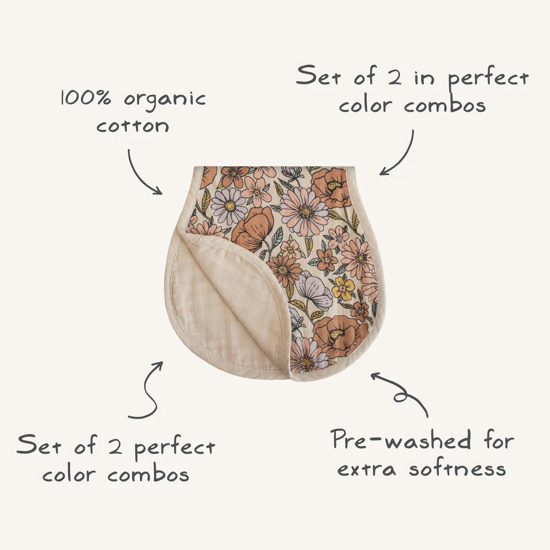 Mushie Organic Cotton Muslin Burp Cloth 2-Pack 2 Mushie Organic Cotton Muslin Burp Cloth 2-Pack - Image 2