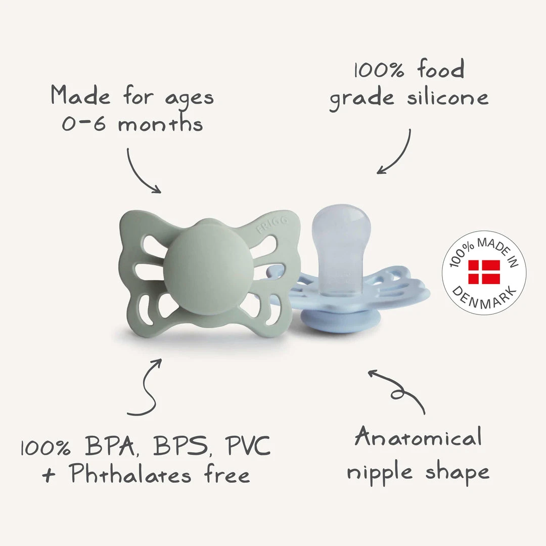 Mushie FRIGG Butterfly Anatomical Silicone Pacifier 2-Pack 3 Mushie FRIGG Butterfly Anatomical Silicone Pacifier 2-Pack - Image 3