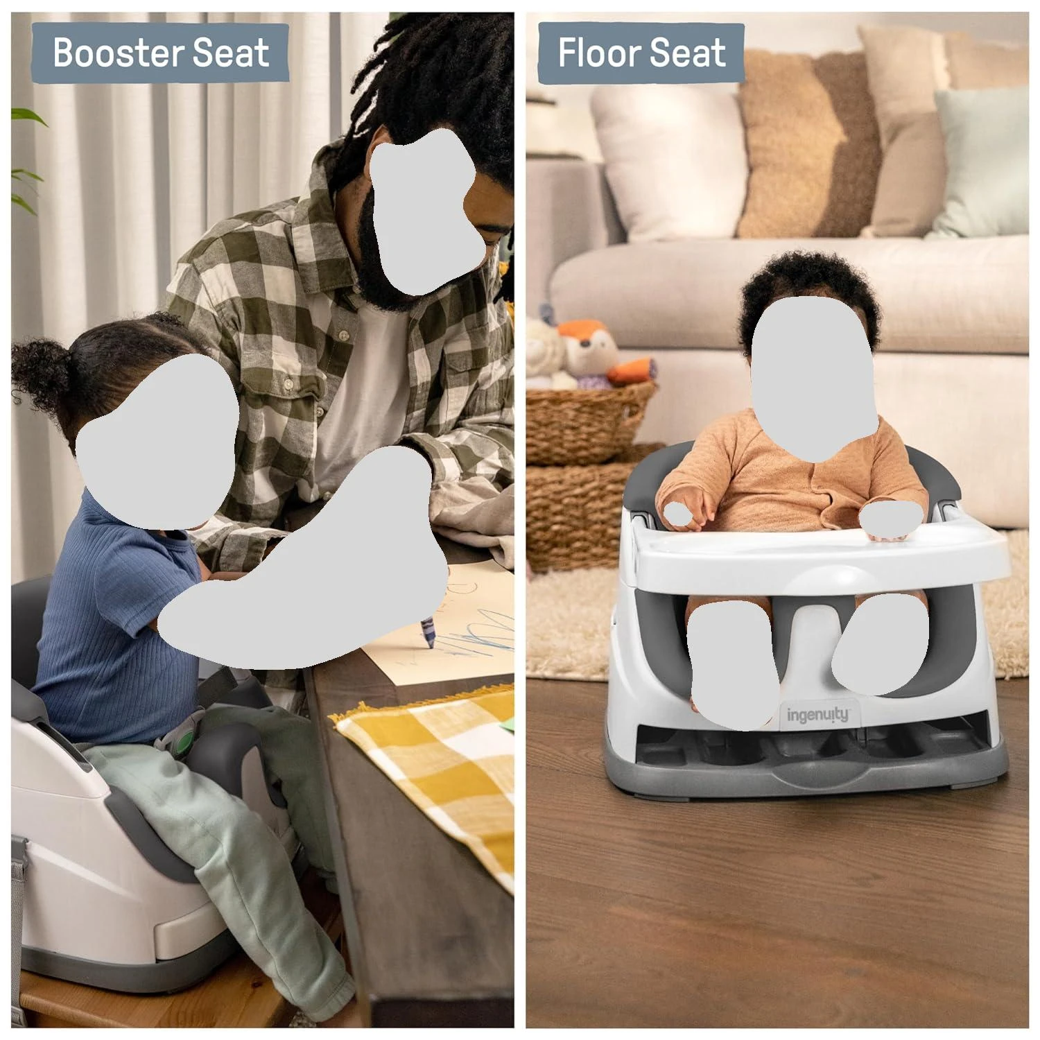Ingenuity Baby Base 2-in-1 Booster Feeding And Floor Seat With Self-Storing Tray 2 Ingenuity Baby Base 2-in-1 Booster Feeding And Floor Seat With Self-Storing Tray - Image 2