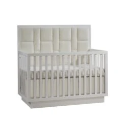 Natart Como High Back Convertible Crib -Megababies USA como convertible crib upholstered panel white 1