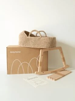 Anzy Home Doll Cradle Round Hood With Stand -Megababies USA mini round beige 2