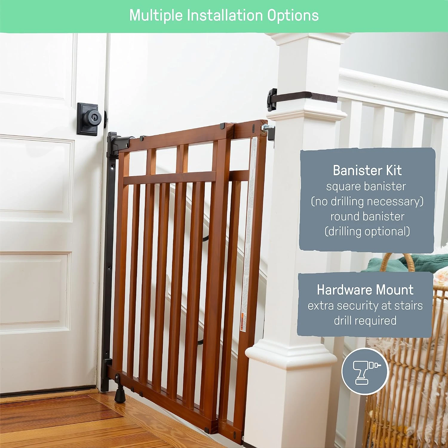 Summer Infant Wood Banister & Stair Safety Baby Gate 3 Summer Infant Wood Banister & Stair Safety Baby Gate - Image 3