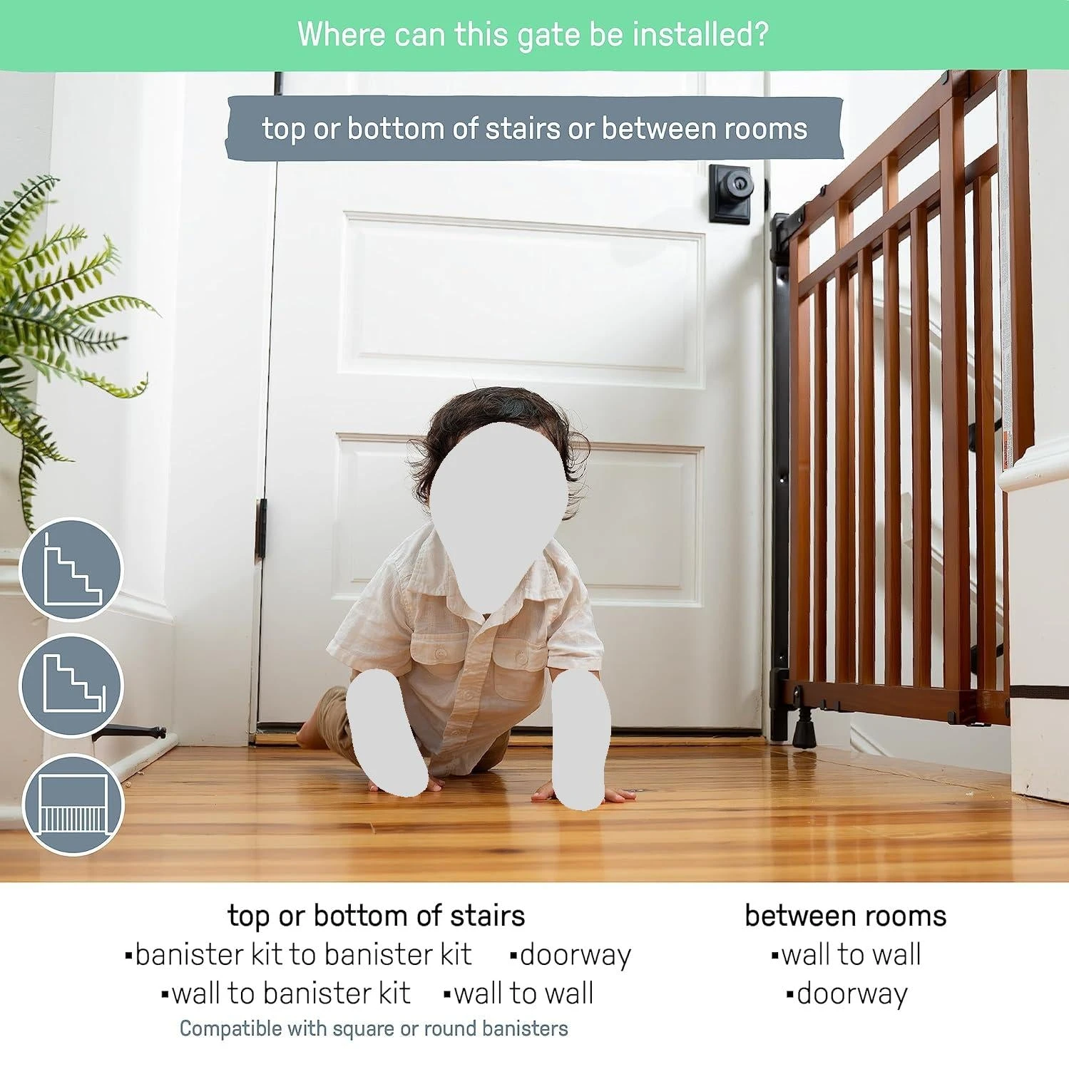 Summer Infant Wood Banister & Stair Safety Baby Gate 4 Summer Infant Wood Banister & Stair Safety Baby Gate - Image 4