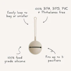 Mushie Silicone Pacifier Case -Megababies USA silicone paci case info