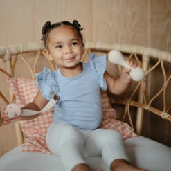 Mushie Silicone Baby Rattle Toy -Megababies USA smiley girl 4