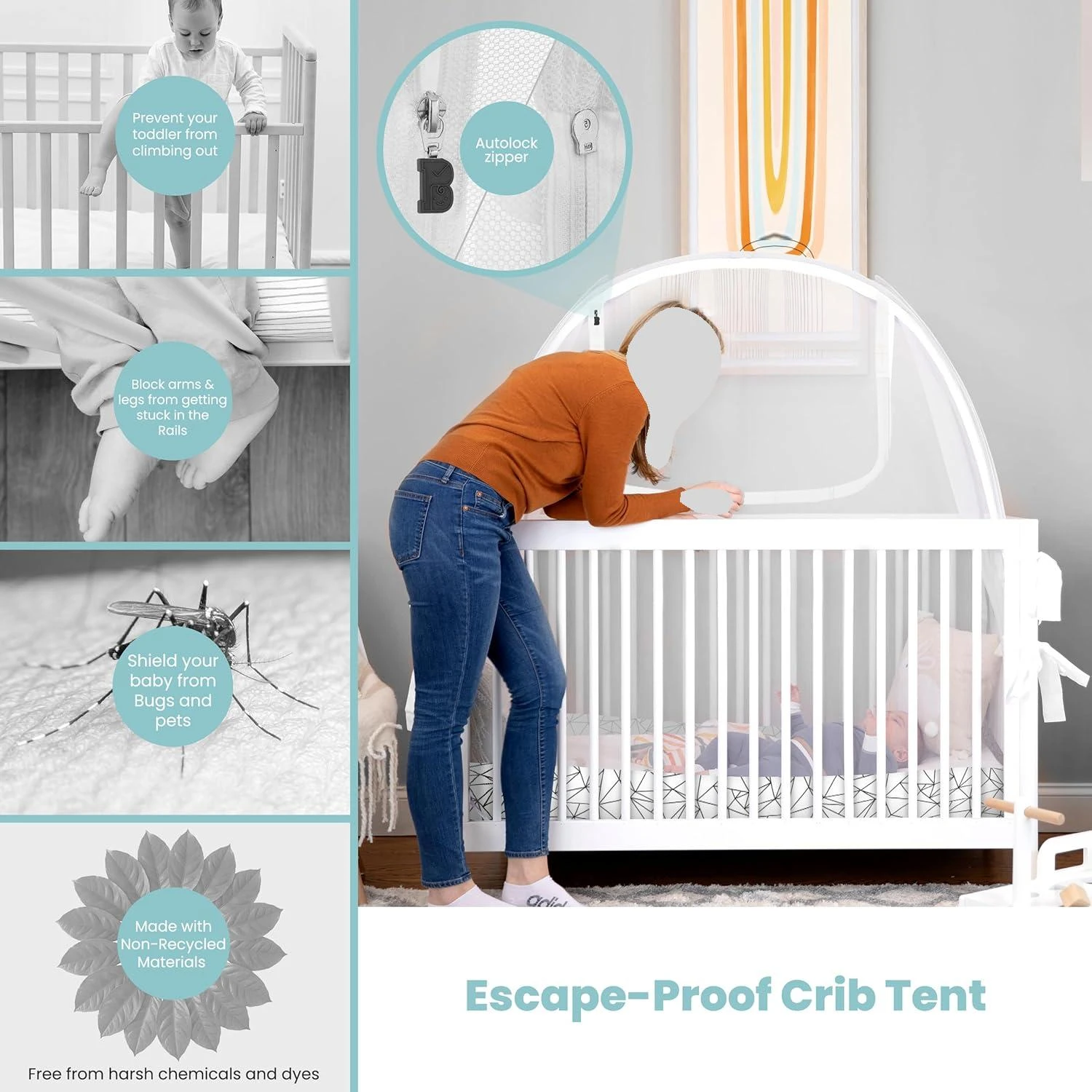 Pro Baby Safety Premium Mesh Crib Tent 2 Pro Baby Safety Premium Mesh Crib Tent - Image 2