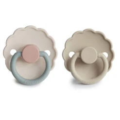 Mushie FRIGG Daisy Silicone Pacifier 2-Pack -Megababies USA twopack CottonCandy Sandstone f f silicone 1