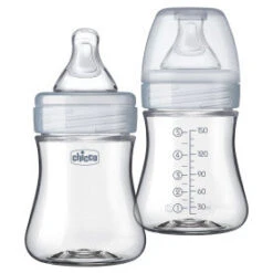 Chicco Duo 5oz. 2-Pack Hybrid Baby Bottles With Invinci-Glass Inside/Plastic Outside In